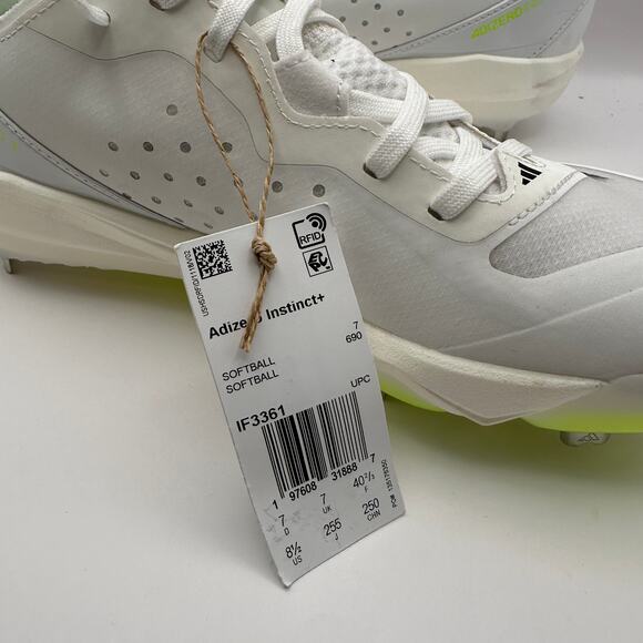 Adidas Adizero Instinct+ Softball Cleats Wms 8.5 White/Neon - Picture 8 of 9